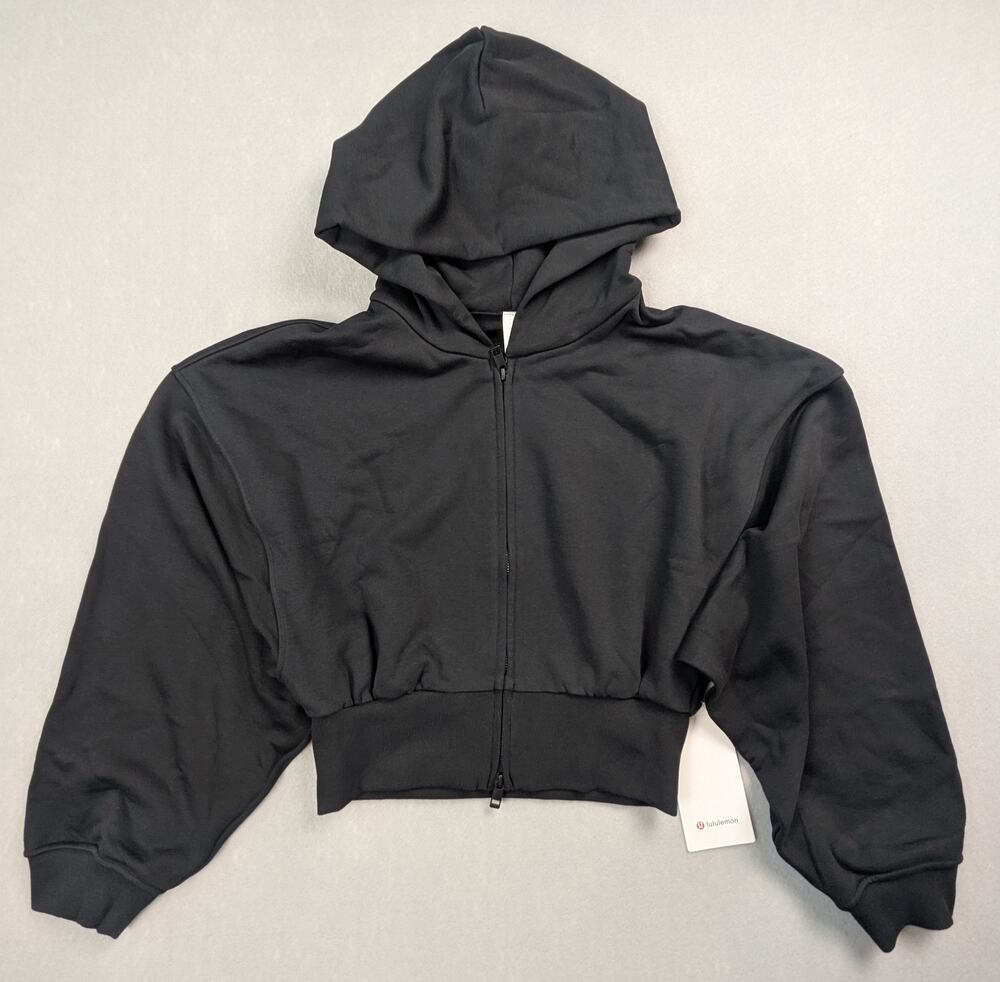 NWT lululemon French Terry Cropped Full-Zip Hoodie Black Size M